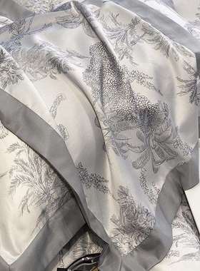 北欧风简约水洗真丝四件套冰丝被套欧式丝滑裸睡夏季床上床单床笠