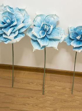 EVA手感仿真花新款欧式PU手感花婚庆道具单头仿真花超大玫瑰花