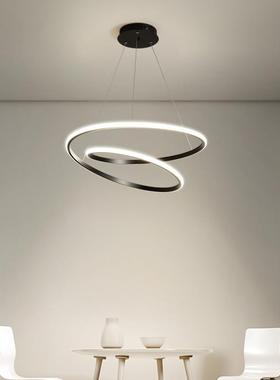 餐厅吊灯北欧轻奢圆环创意餐桌吧台灯饰简约个性时尚客厅卧室灯饰
