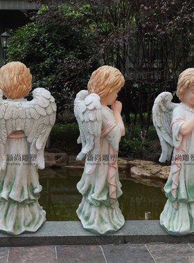 创意玻璃钢摆件可爱男女孩摆设橱窗吧台装饰品祈祷小天使工艺品