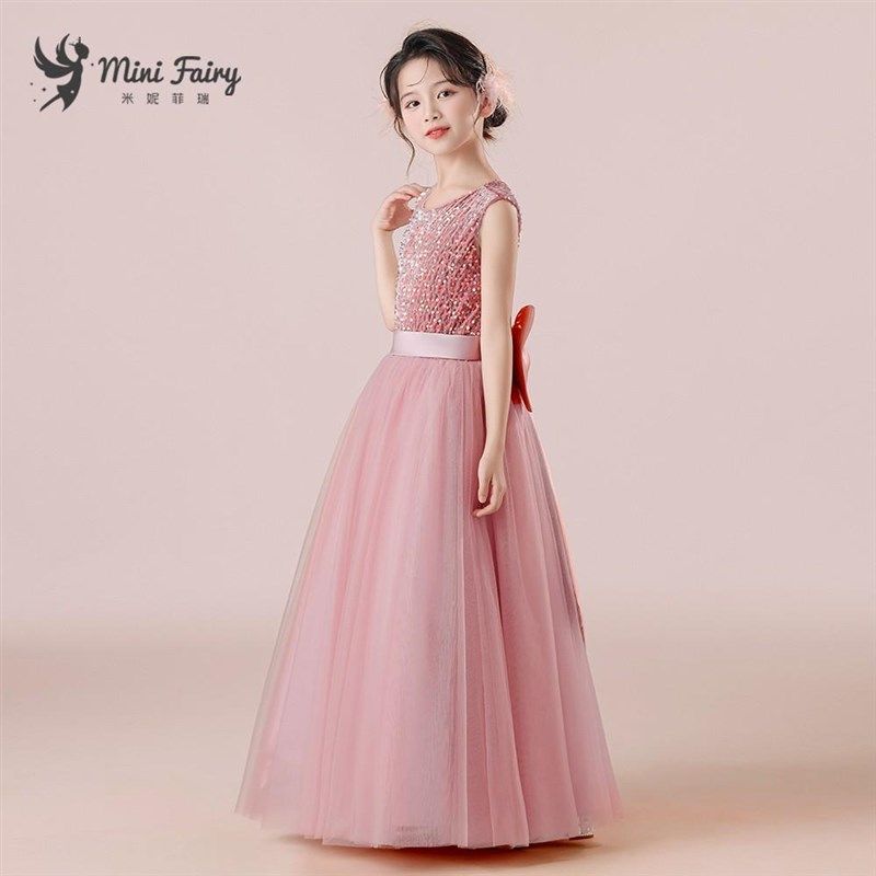 女童礼服秋冬长裙儿童演出服元旦钢琴表演高贵灰粉生日公主裙,淘宝优惠券,粉丝福利购,淘宝优惠卷