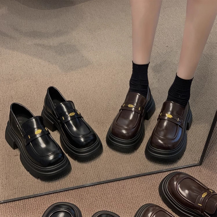 书外乐福鞋英伦风厚底2025新款复古通勤感黑色百搭黑皮鞋小黑鞋,淘宝优惠券,粉丝福利购,淘宝优惠卷