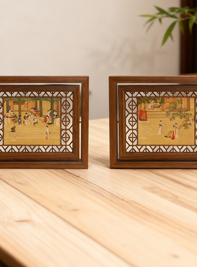 汉宫春晓图新中式镂空雕刻相框摆件古典仕女图桌面装饰品礼品摆台