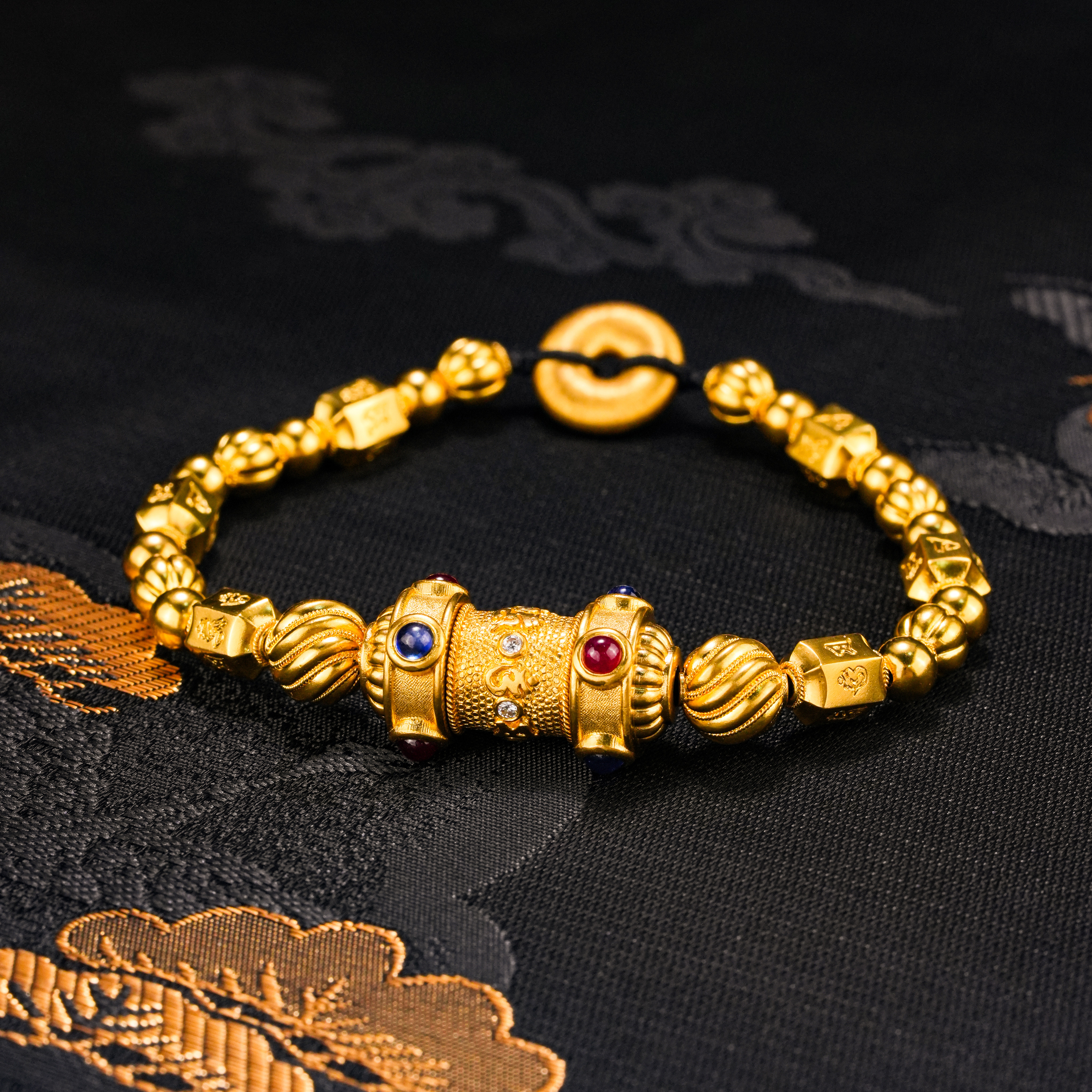 中宝臻源六字箴言黄金手串女款古法足金2026新款男纯手工黄金手链,淘宝优惠券,粉丝福利购,淘宝优惠卷