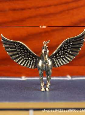 黄铜独角兽摆件迷你实心桌面装饰品家居天马茶宠办公室茶桌创意