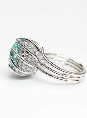 pt950八心八箭高碳钻彩宝开口戒