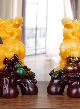 招财麒麟摆件一对家居镇宅客厅装饰办公室工艺品店铺开业乔迁礼品