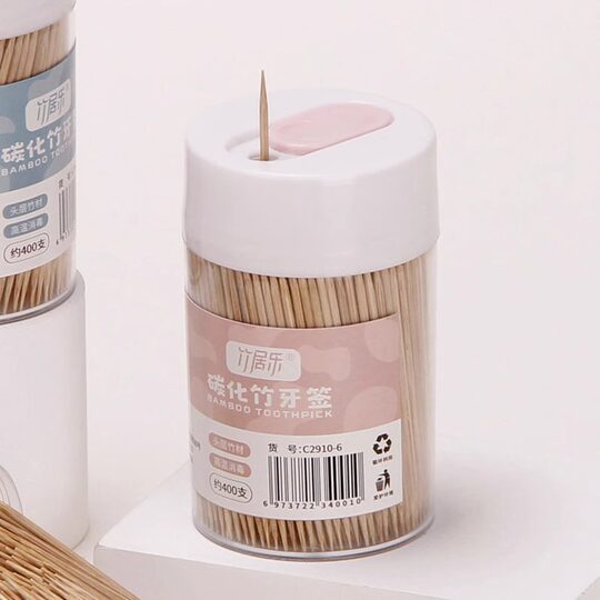 Disposable double-headed toothpick bamboo fine toothpick stick home portable restaurant restaurant bottled fruit sign 400 packs
