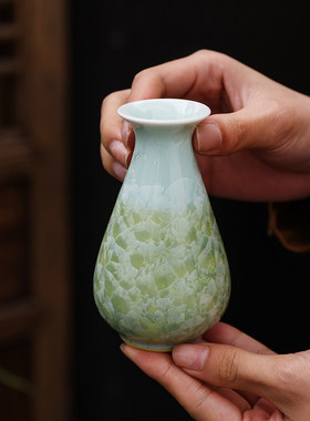 仿古窑变结晶釉陶瓷花瓶新中式家居装饰摆件女生专用创意茶道配件