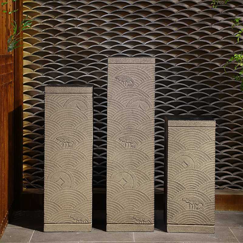 新中式禅意展示柱室内客厅茶室庭院装饰流水摆件花盆底座,淘宝优惠券,粉丝福利购,淘宝优惠卷
