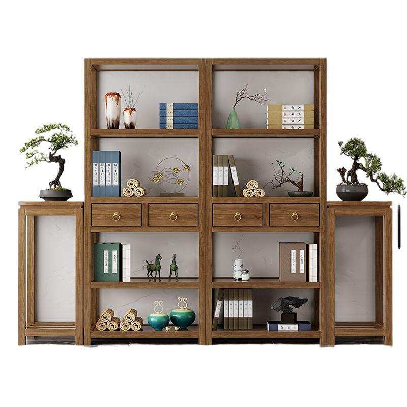 Solid wood storage rack, rubber wood storage rack, Chinese tea set cabinet, bookshelf, floor-standing living room, tea room ornaments, ancient rack