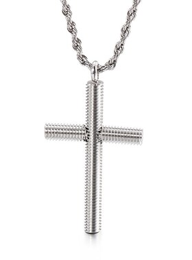 日韩街头潮流个性不锈钢男款项链 创意螺旋十字架吊坠饰品