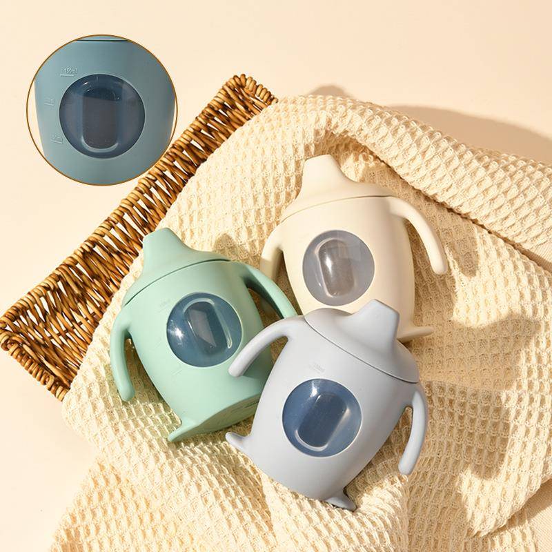 悠优儿童牛奶杯1一2 3岁企鹅奶瓶硅胶直饮喝水杯宝宝喝奶杯鸭嘴杯 - 图0