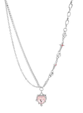 项链甜酷辣妹镶钻爱心芒星项链冷淡风项坠项饰时尚创意设计感项链