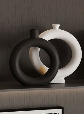 意式轻奢黑金花器壁柜展示柜艺术品摆件餐边柜客厅办公室软装饰品