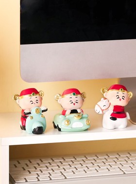 财神爷新年办公室桌面工位可爱小摆件创意家居客厅玄学招财装饰品