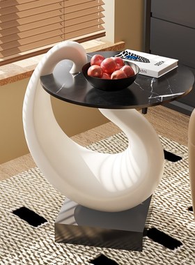 形舍几何艺术品i边几创意轻奢高级感沙发旁角几法式落地大理石摆