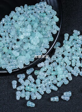 冰透巴山玉翡翠小葫芦6x9通孔葫芦散珠 diy玉石饰品配饰配件批发