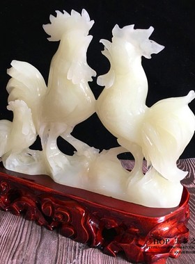 天然阿富汗玉生肖鸡摆件连升三级家居玄关客厅酒柜工Y艺品礼品摆