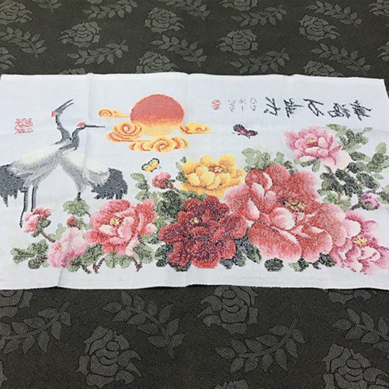 纯手工十字绣成品幸福万年长仙鹤版长寿牡丹花开富贵祝福客厅包邮,淘宝优惠券,粉丝福利购,淘宝优惠卷