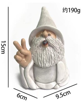 跨境圣诞节抽烟白色白胡子老人抽烟剪刀手树脂装饰品摆件竖中指