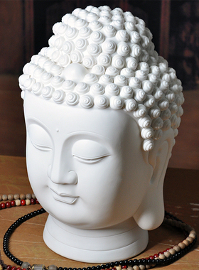 陶瓷佛头佛首摆件客厅装饰家居工艺品新中式佛像办公室办公桌摆设