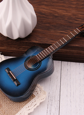 迷你古典吉他模型咖啡色吉他摆件生日送男女朋友蛋糕摆件娃娃乐器