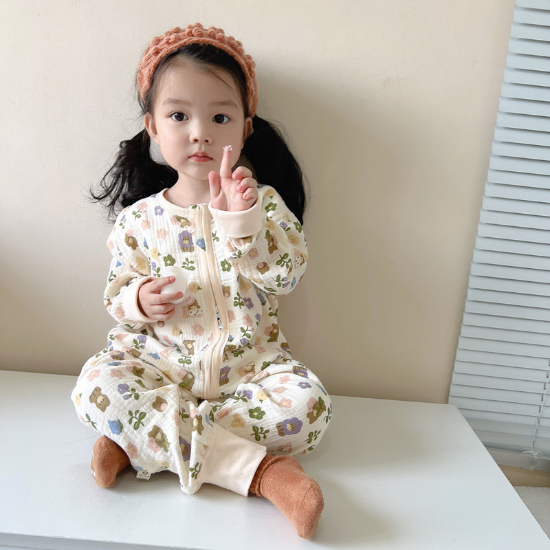 婴儿睡袋儿童防踢被子神器春秋夏季薄款宝宝纱布连身睡衣四季通用 - 图1