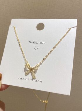 钢项链气质百搭小众韩国钛轻奢女风ins颈链链女蝴蝶结锁骨设计感