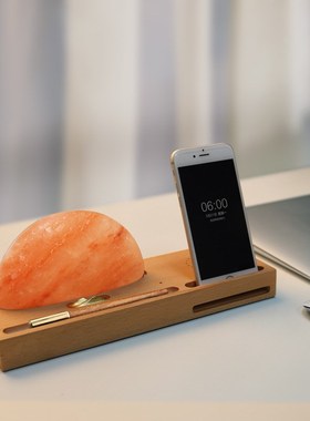 日出东方喜马拉雅水晶矿盐灯卧室桌面复古轻奢天然矿物氛围灯摆件