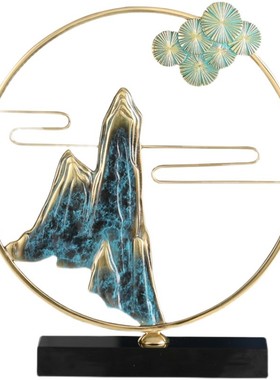 新中式黄铜假山招财摆件轻奢客厅玄关电视柜博古架办公室装饰品