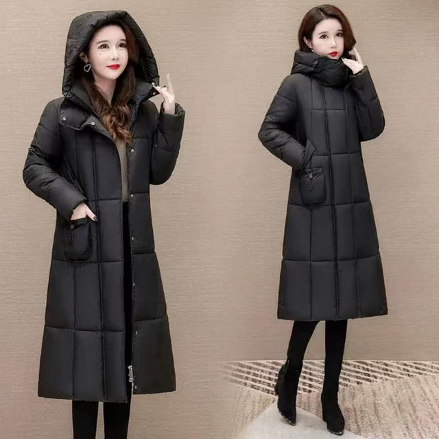 2025 women's new winter mid-length hooded thickened cotton clothing
