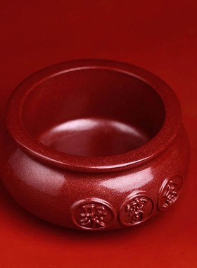 聚宝盆摆件朱砂客厅玄关装饰品办公室乔迁礼品稳定桌面朋友同事