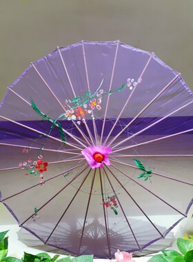舞蹈伞演出道具伞透明绢纱伞江南古典装饰伞广场跳舞伞工艺油纸伞