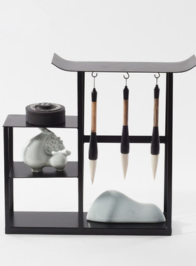 新创意毛笔架样板房办公家居书房软装饰客厅玄关摆设