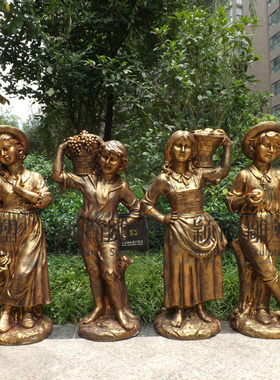 乡村男女孩地中海田园欧式人物雕塑工艺品摆饰风景区景点布置摆设