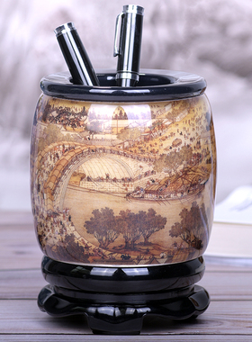 旋转笔筒创意时尚爱办公室桌面高档装饰品艺术实用礼品定制