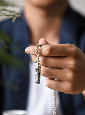 99足银平安嘎乌盒纯银吊坠男潮可