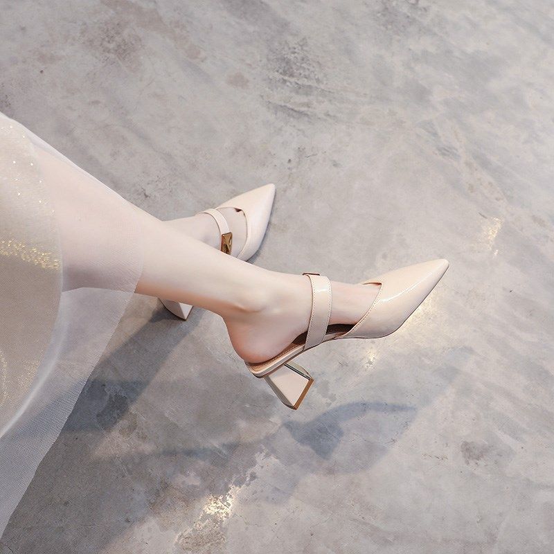 包头外穿拖鞋女夏季2025年新款法式高跟粗跟仙S女风高级感半托单,淘宝优惠券,粉丝福利购,淘宝优惠卷