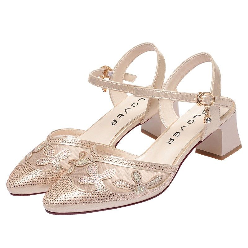 妈妈凉鞋士夏季不累脚软底中年夏天粗跟时尚O百搭中跟一字带扣女,淘宝优惠券,粉丝福利购,淘宝优惠卷