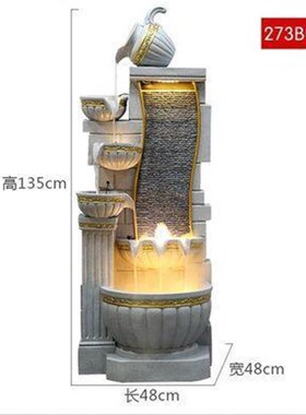 欧式客厅生财流水摆件室内家用玄关落地喷泉循环水景观创意养鱼池