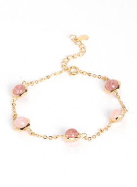 草莓晶水晶手链高级感忘羡少女心的复古粉晶手链女韩版简约超仙