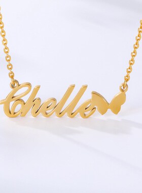 创意英文字母有延长链不锈钢项链英文名特殊符号年份不锈钢项链