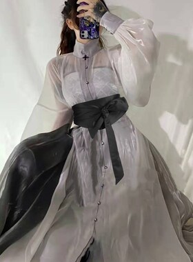 女士腰带装饰百搭布缎面丝绸x宽加长国风配裙子韩风腰封黑色绑带