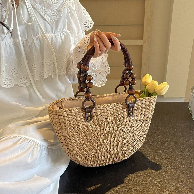 大容量编织草编包包女夏季田x园风海边旅游沙滩包休闲单肩托特女,淘宝优惠券,粉丝福利购,淘宝优惠卷