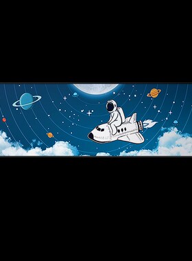 宇航员卧室床饰画趣味星球软壁画现代温馨儿童房挂画