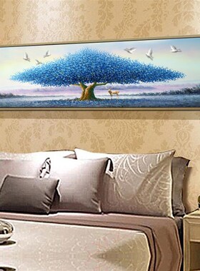 现代福麋鹿饰画卧室挂画风景绿色大树壁画森林墙壁挂画
