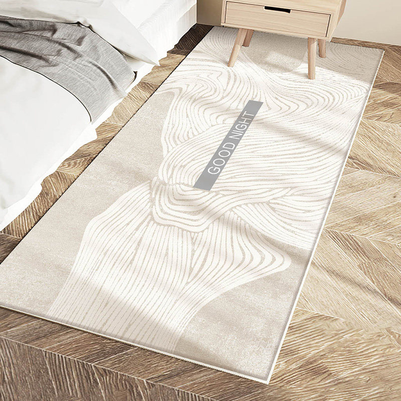 Bedside carpet, bedroom style children's long strip carpet, thickened wabi-sabi cream floor mat in front of the bed