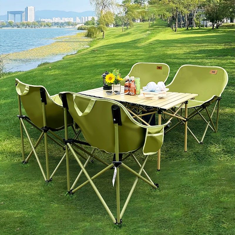 问露整套户外折j叠桌椅蛋卷桌月亮椅子便携式露营摆摊野餐桌椅套,淘宝优惠券,粉丝福利购,淘宝优惠卷
