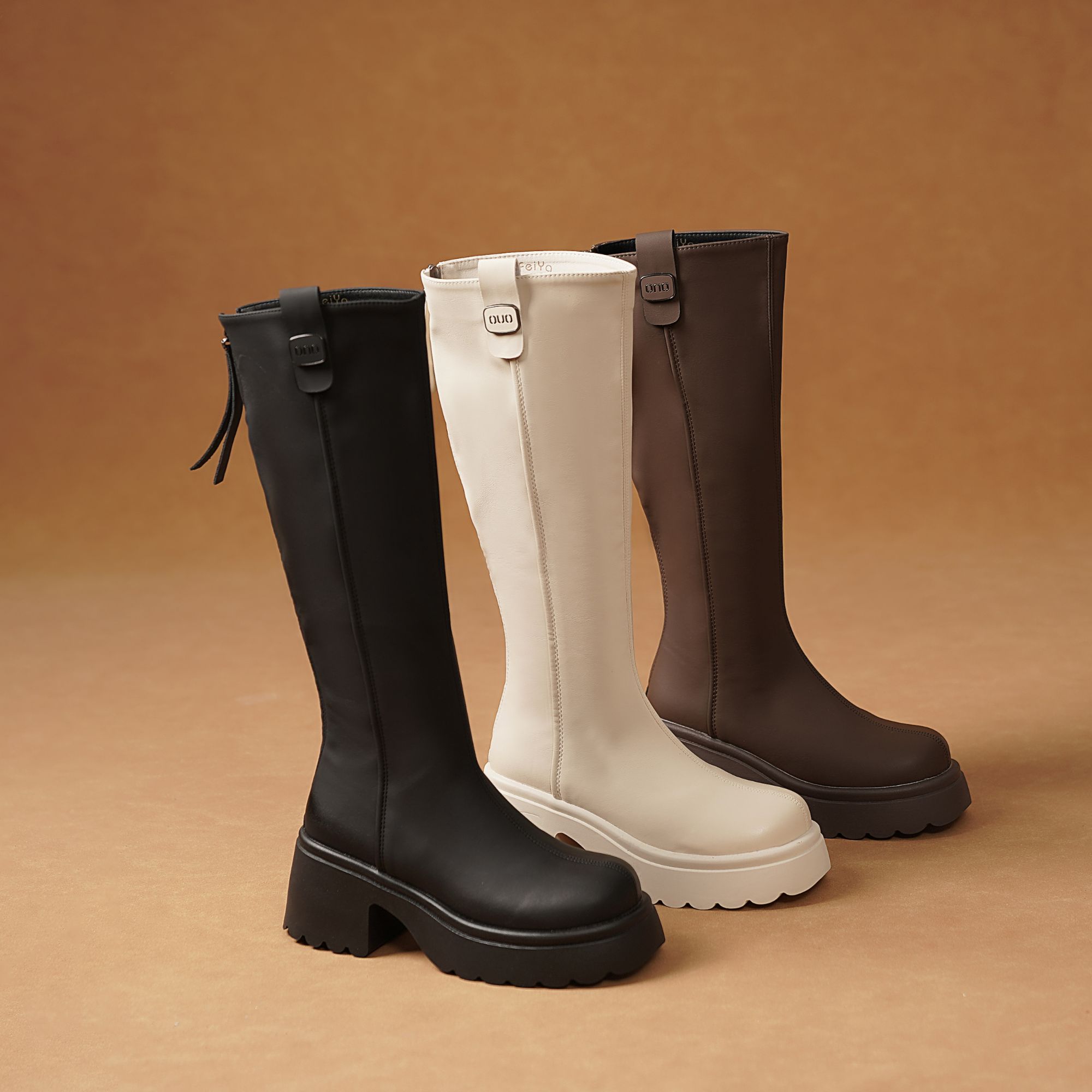 2025秋冬长筒靴时尚靴增高骑士靴厚底小个子百搭英伦风长靴潮流 - 图1